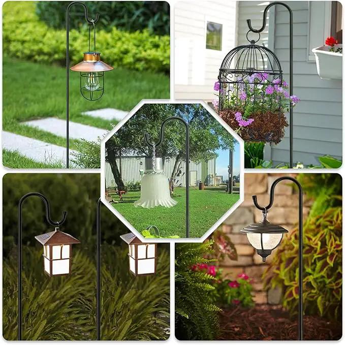 96" Shepherds Hooks for Outdoor with 7 Prongs Base, Heavy Duty Bird Feeder Pole for Hanging Lantern, Hummingbird Feeder, Shepherds Hook for Bird Feeders Outside,1 Pack by GreenHaven Gardens