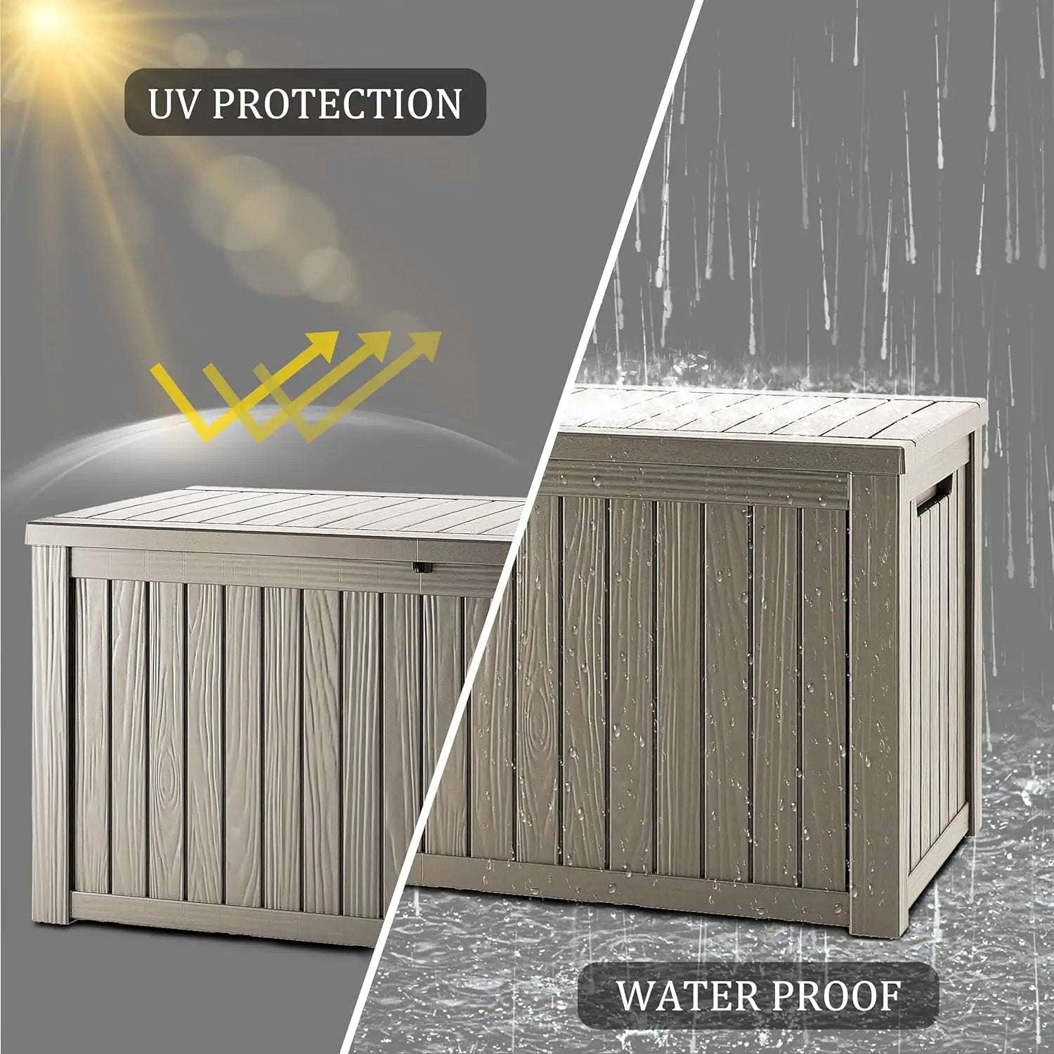 200 Gallon Waterproof Large Resin Deck Box Indoor/Outdoor Lockable Storage Container and Seating for Garden, Pool, and Patio (200 Gallon, Grey) by GreenHaven Gardens