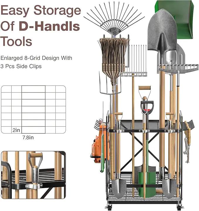 Garden Tool Organizer Outdoor Garage and Shed Tool Storage Yard Tool Holder and Storage Rack Garden Tool Stand for Shed and Garage by GreenHaven Gardens
