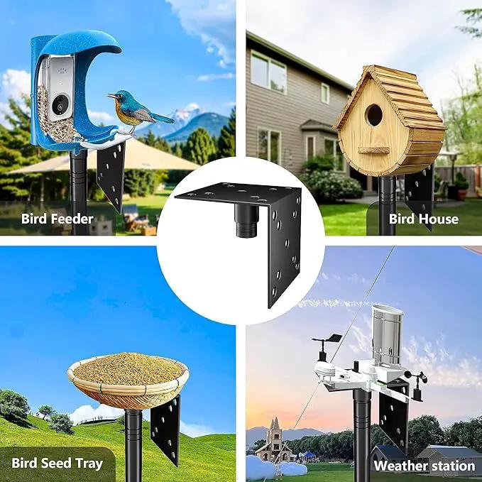 Bird Feeder Pole Stand,95 Inch House Pole for Outdoors Weather Station,Heavy Duty Metal Mount Kit Adjustable Multifunctional Bird Feeder Stand by GreenHaven Gardens