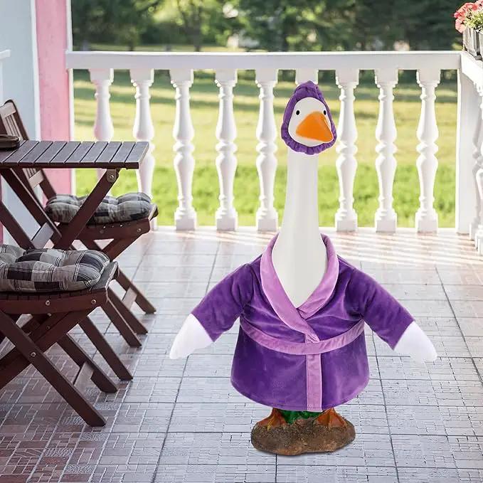 Christmas Lady Goose Outfit Bathrobe Porch Clothes for 23'' Cement Goose Outdoor Garden Yard Patio Statue Halloween Costume Decoration(Purple) by GreenHaven Gardens