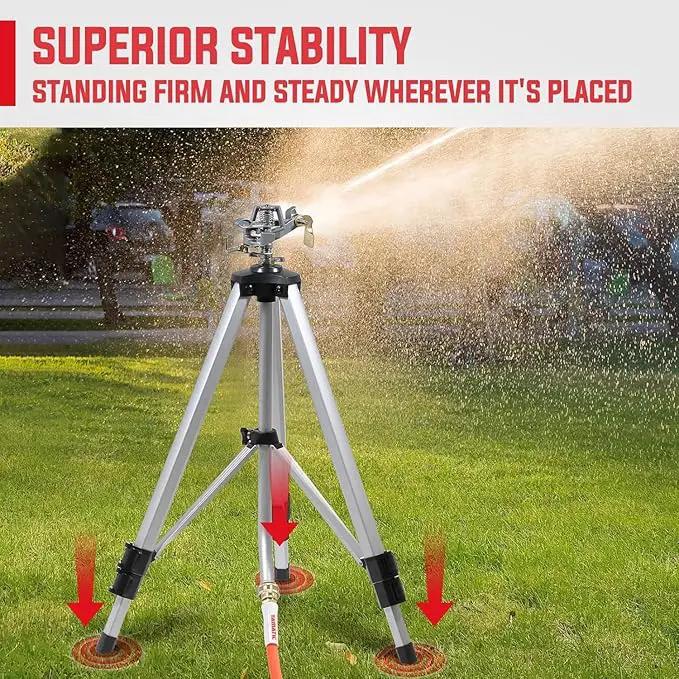 YAMATIC Impact Sprinkler on Tripod Base, 360 Degree Large Area, Heavy Duty Adjustable Pulsator Sprinkler for Lawn Yard and Grass, Spray up to 20-90ft (36inch) Zinc Head, 2Pcs by GreenHaven Gardens