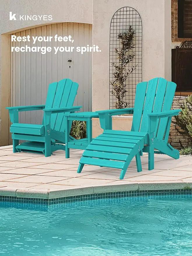 KINGYES Folding Adirondack Ottoman for Adirondack Chair, Aruba by GreenHaven Gardens