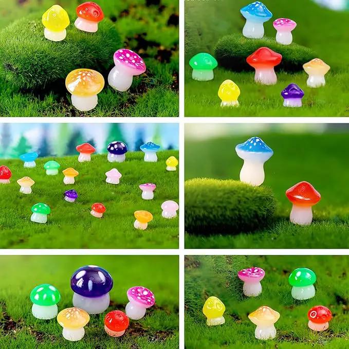 150 Pcs 18 Styles Mini Resin Luminous Mushrooms, Glow in The Dark Little Resin Mushroom for Garden Landscape Bonsai Craft Ornament by GreenHaven Gardens