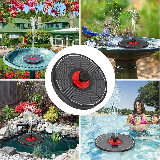 Solar Fountain with Red Flower - Attract Birds - Upgrade 3.5W Solar Bird Bath Fountains, Solar Powered Water Feature Fountain Pump with 7 Nozzles for Hummingbirds, Garden, Pool, and Pond by GreenHaven Gardens