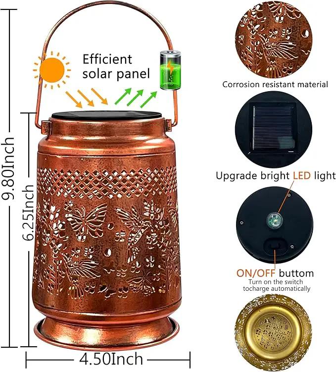 KY&BOSAM Solar Lanterns Outdoor Waterproof Hummingbird & Butterfly Lantern Garden Decor Birthday Gifts for Women Mom Metal Solar Lights Outdoor Lantern Hanging Outside for Yard Backyard Pathway Patio by GreenHaven Gardens