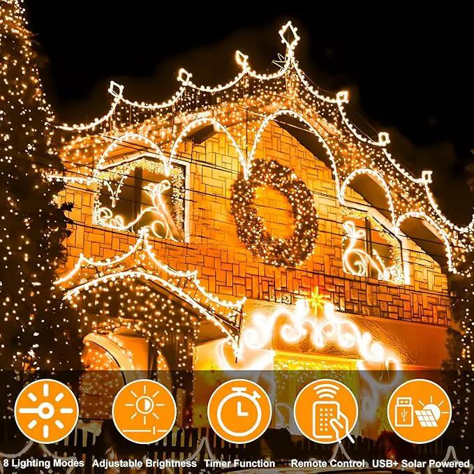 300 LED Solar Rope Lights Outdoor 99 FT Bright Solar Garden String Lights Durable 8 Modes Outdoor Fairy Lights Waterproof Solar Garden Decorative Lights for Fence Patio Decor (Warm) by GreenHaven Gardens