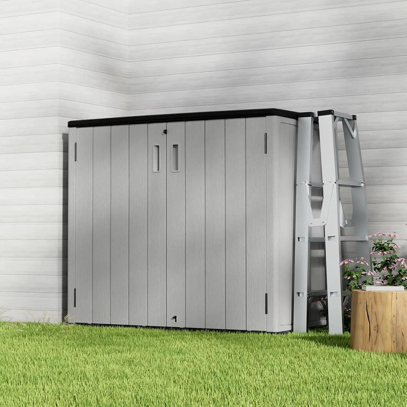 HOMSPARK 37 Cu.Ft Outdoor Storage Shed Weather Resistant, Multi Functional | Double-Wall Resin Storage Sheds & Outdoor Storage Box Waterproof for Backyard Garden Patio Lawn (Light-Grey) by GreenHaven Gardens