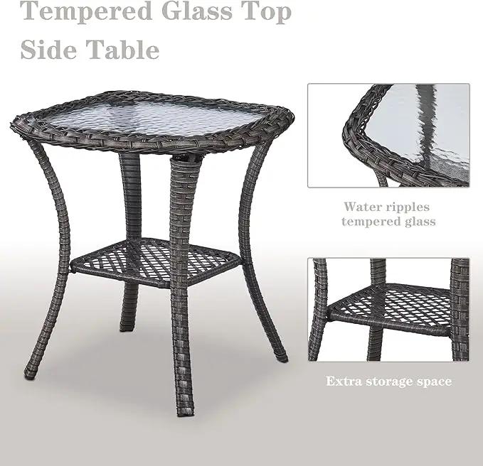 3 PCS Patio Furniture Set - Mixed Grey Wicker Swivel Rocking Chairs with Side Table, Furniture Set for Outdoor by GreenHaven Gardens