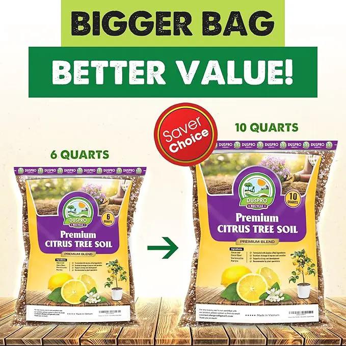 DUSPRO Recycle Citrus Tree Potting Soil Mix for Potted Lemon Tree, Specialized for Oranges, Fruit Tree Indoor Planting Pre-Mixed 4-in-1 Ready to Use (6 Quarts) by GreenHaven Gardens