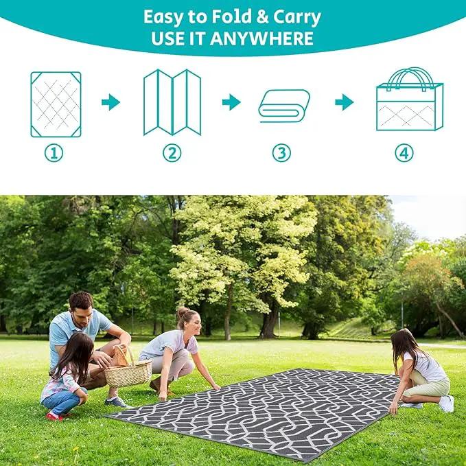 HEBE Outdoor Rug Waterproof 5x8, Reversible Plastic Straw Rug RV Camping Rug, Indoor Outdoor Patio Mat Clearance, Outside Carpet for Porch,Deck,Camper,Balcony,Backyard,Picnic by GreenHaven Gardens