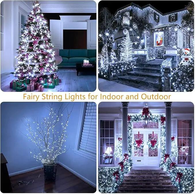 66Ft 200LED Fairy Lights Plug in, Waterproof String Lights Outdoor & Indoor 8 Modes with Timer, Christmas Light Bedroom Decor, Twinkle Light for Girl's Room Garden Christmas Decorations (Cool White) by GreenHaven Gardens
