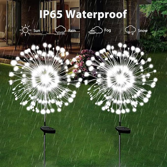 Solar Garden Lights Solar Firework Light Outdoor Waterproof 2 Pack Solar Powered Art Stake Twinkle Lights Outside Decor 180 LED Sparklers String Light for Yard Pathway Decorations (White) by GreenHaven Gardens