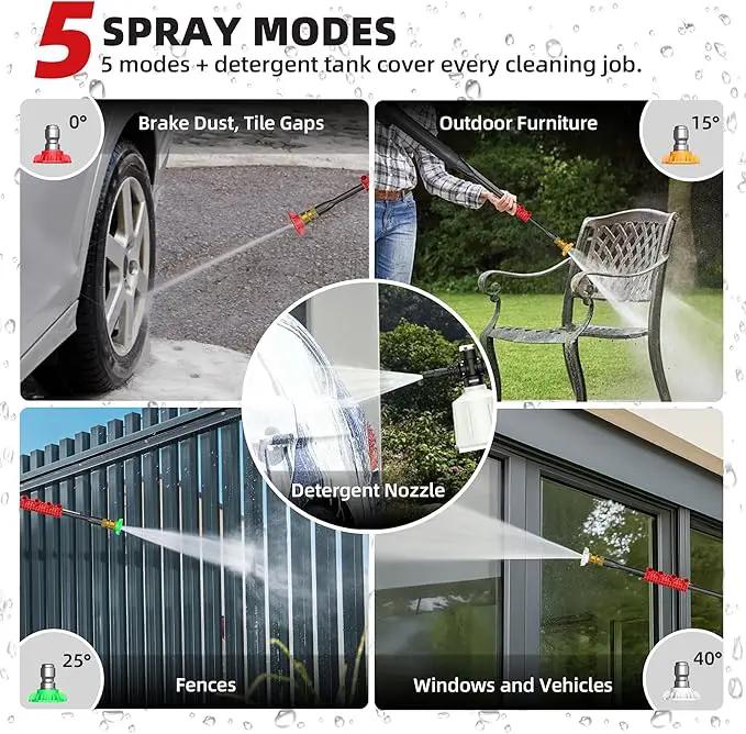 Electric Pressure Washer, 2.5 Max GPM Power Washer with Foam Cannon, Powerwasher with 4 Nozzles, High Pressure Washer for Cars, Driveways, Patios, Decks by GreenHaven Gardens