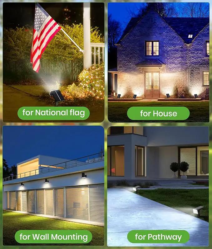 Bright Solar Spot Lights Outdoor, [58 LED/12000K/3 Modes] Solar Lights Outdoor Waterproof IP67, Auto On/Off, 2-in-1 Wall Light Flood Light for Tree Yard Garden Pathway, 2 Pack by GreenHaven Gardens