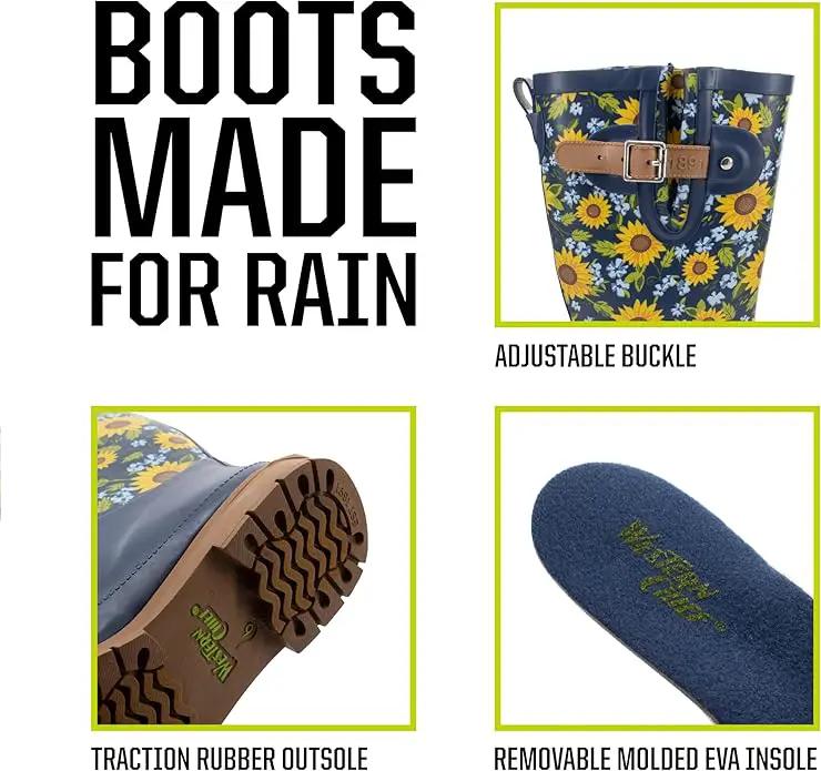 Western Chief Women's Tall Waterproof Rain Boot Outdoor Garden Shoes by GreenHaven Gardens