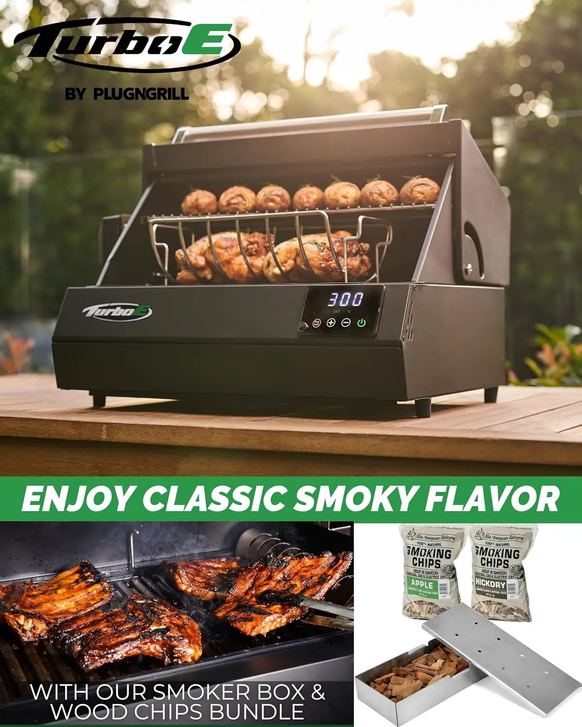 Turbo E Outdoor Electric Grill by PLUGNGRILL - High-Power 1700W Infrared Grill Technology - 24-Inch Smart BBQ Grill with Probe & Digital Display for Precise Cooking & Searing (Turbo E) by GreenHaven Gardens