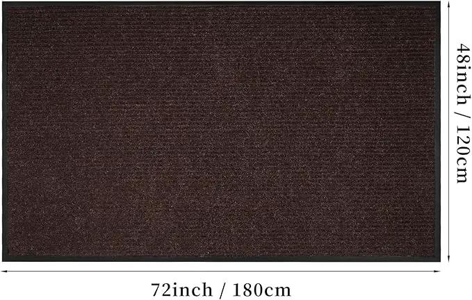 Low Profile Rubber Door Mat, 72x48inch, Heavy Duty, Entrance Doormat, Indoor and Outdoor, Waterproof, Easy Clean Shoe Scraper, Home Rug Welcome Mats for Entryway, Patio, Porch, Brown by GreenHaven Gardens