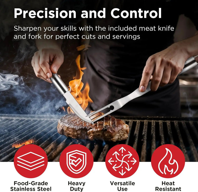 Kaluns Grilling Accessories, Dad Gifts for Christmas Grilling Gifts, Heavy Duty Stainless Steel Grill Set BBQ Grill Accessories for Outdoor Grill with Aluminum Case and Apron, Best Gifts for Men Dad by GreenHaven Gardens
