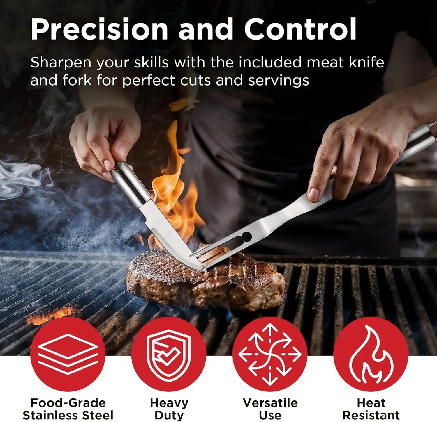 Kaluns Grilling Accessories, Dad Gifts for Christmas Grilling Gifts, Heavy Duty Stainless Steel Grill Set BBQ Grill Accessories for Outdoor Grill with Storage Case and Apron, Best Gifts for Men Dad by GreenHaven Gardens