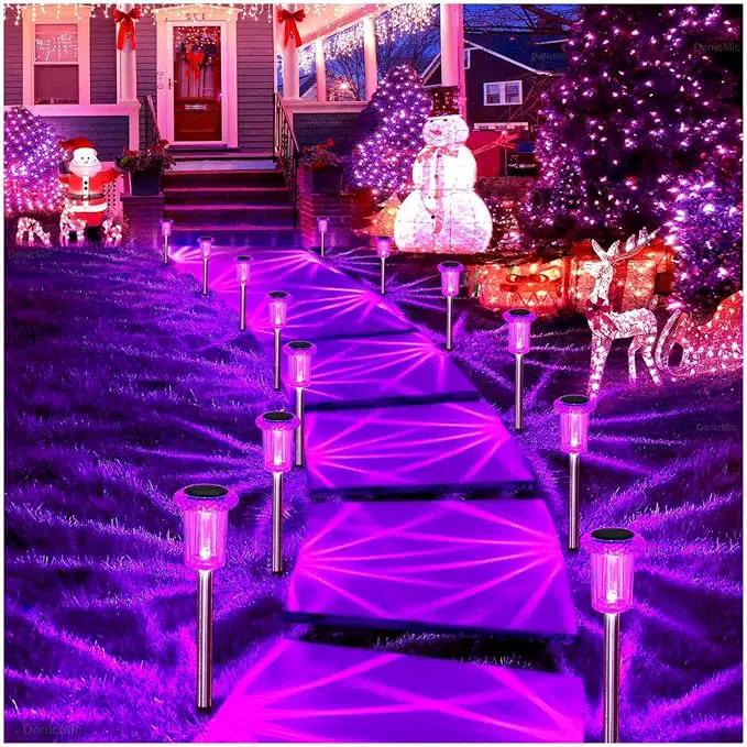 DenicMic Solar Lights Outdoor Pathway Lights LED Waterproof Acrylic Lamp Head Stainless Steel Stake for Yard Garden Landscape Path Walkway Driveway Patio Lawn (Purple 15Pack) by GreenHaven Gardens