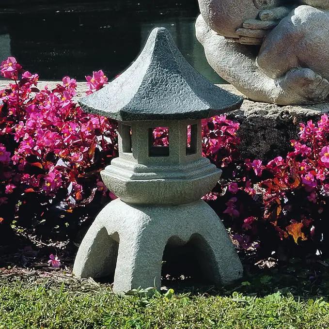 Design toscano ng29870 asian decor pagoda lantern indoor/outdoor statue, 11 inches wide, 11 inches deep, 17 inches high, handcast polyresin, two tone stone finish by GreenHaven Gardens