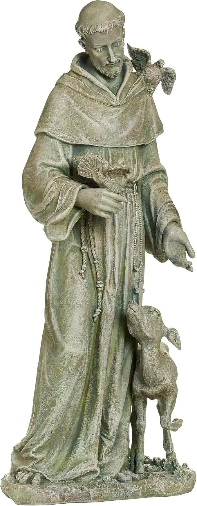 Joseph's Studio by Roman, 36.5" H St. Francis with a Fawn Garden Statue, Religious Outdoor Decor by GreenHaven Gardens