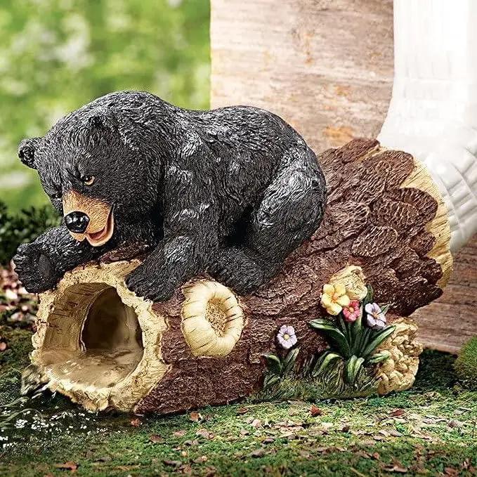 Bear Decorative Gutter Downspout Extension, Resin Sculpture, 9.8x3.9x6.9 inches, Handmade, All Seasons, Outdoor Statue by GreenHaven Gardens