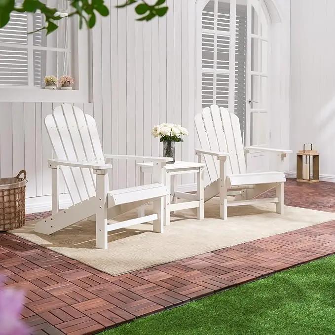 Psilvam Classic Adirondack Chair, Standard-Sized Poly Lumber Fire Pit Chair, 350Lbs Support Weather Resistant Patio Chairs for Garden, Party, Beach(White) by GreenHaven Gardens