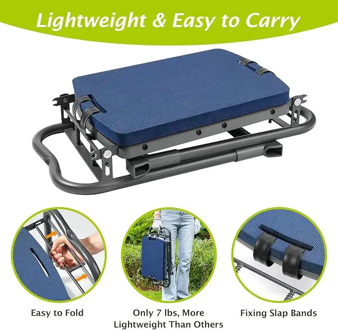 ikkle Garden Kneeler and Seat Gardening Stool Kneeler Folding Gardening Bench with Thicker Detachable Kneeling Pad and Tool Store Pouches (Blue) by GreenHaven Gardens