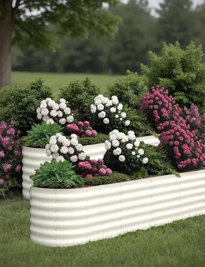 2 Pcs Raised Garden Beds Outdoor 8x2x1.5ft - Galvanized Steel Planter Box for Vegetables, Flowers, Rust-Resistant Garden Box, Easy Assembly Raised Beds, Durable Planters for Outdoor Plants, Beige by GreenHaven Gardens