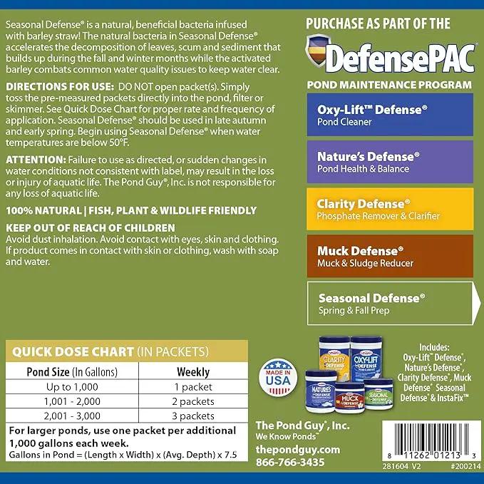 The Pond Guy Seasonal Defense, Spring & Fall Beneficial Bacteria, Barley & Enzymes, Cold Water Pond Sludge & Scum Treatment, Fish & Plant Safe, 12 Packets by GreenHaven Gardens