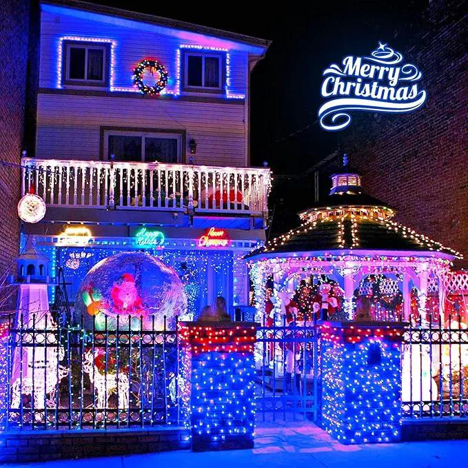 2 Pack Blue Solar Christmas Lights Outdoor Waterproof, Each 42.7 ft 100 LED Solar Powered String Lights, 8 Modes Solar Twinkle Lights for Garden Yard Patio Tree Porch Christmas Decorations by GreenHaven Gardens