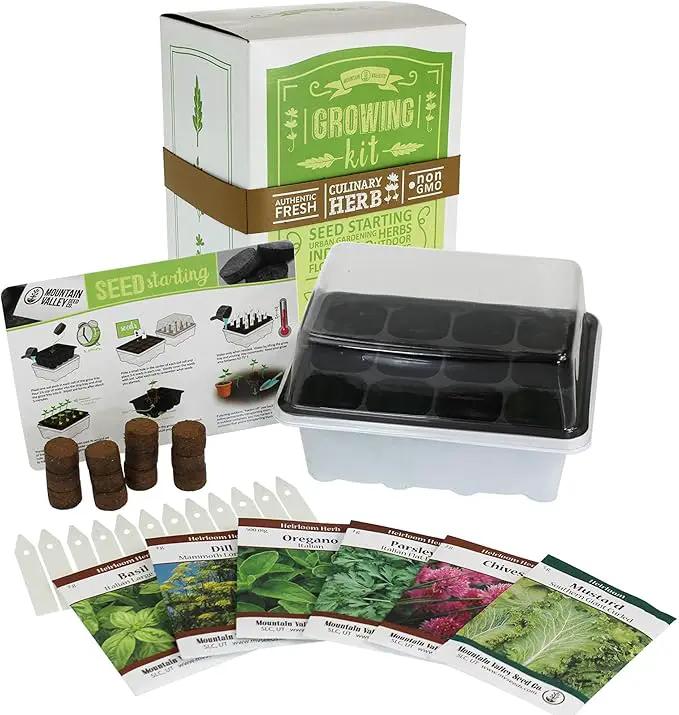 Culinary Indoor Herb Garden Starter Kit | Basic Herb Seeds | 6 Non-GMO Varieties | Grow Cooking Herbs & Spices | Seeds: Basil, Dill, Parsley, Chives, Mustard, Oregano by GreenHaven Gardens