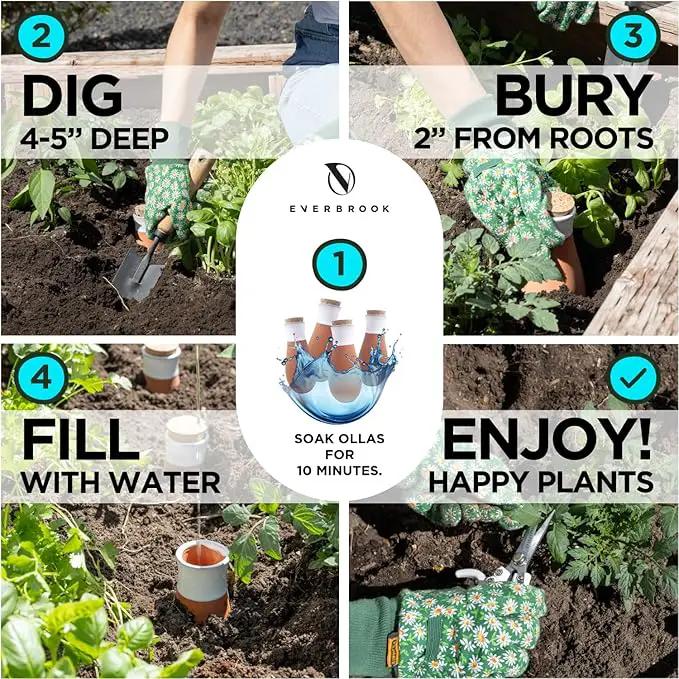 Plant Self Watering Globes - Terracotta Watering Spikes - Slow Release Olla Watering Pots - Drip Irrigiation Olla System by GreenHaven Gardens