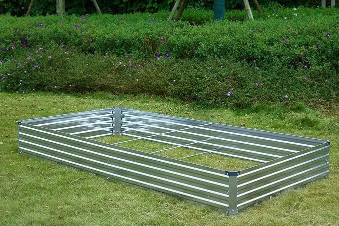 3 Pack 6x3x1FT Galvanized Raised Garden Beds Kit Outdoor Metal Gardening Planter Box for Vegetable Elevated Flower Herbs,Silver by GreenHaven Gardens