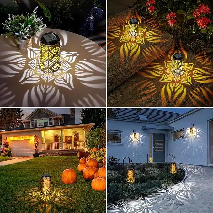 2 Pack Palm Leaves Solar Lantern, Solar Lights Outdoor Waterproof, Outside Hanging Lanterns Garden Lights for Yard Porch Decorative, Thanksgiving Birthday Mothers Day Gifts for Women Men Mom by GreenHaven Gardens