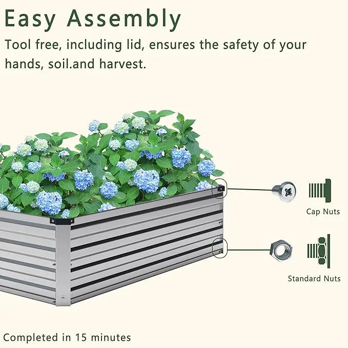 12x2x1FT Galvanized Raised Garden Bed Kit,Vegetable Boxes-Rectangle Metal Flower Box,Large Planter Raised Beds Outdoor Garden for Planting,Fruit,Herb-Sliver by GreenHaven Gardens