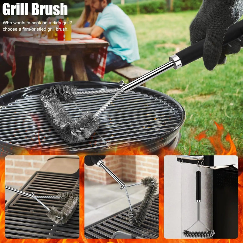 31pcs BBQ Grill Accessories Set for Men Dad, Heavy Duty Grilling Tools Gifts for Fathers Day, Stainless Steel BBQ Utensils Kit with Mats, Grill Brush in Carrying Bag Black by GreenHaven Gardens