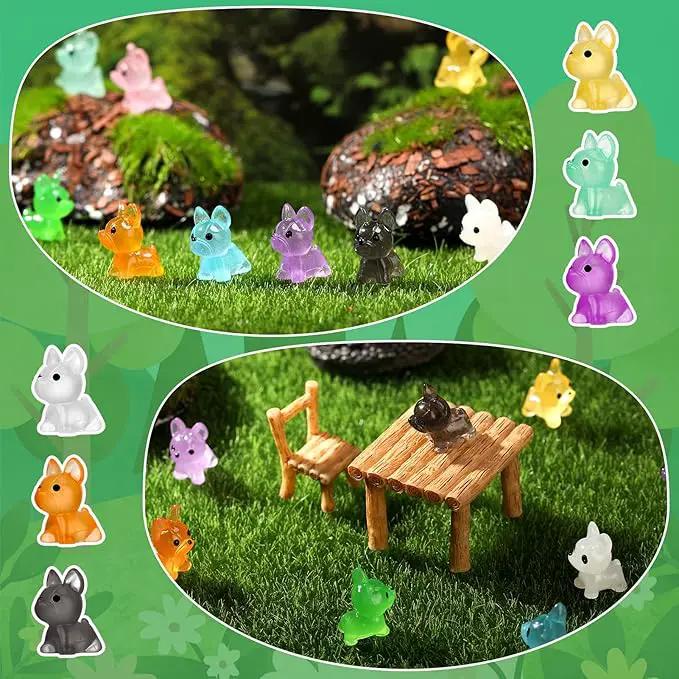 90 Pcs Luminous Mini Resin Dogs, Miniature Dog Figurines, Cute Small Dog Figures, Mini Dog Figurines Statues Glow in The Dark Crafts Cake Decor Tiny Home for Micro Landscape Dollhouse Garden by GreenHaven Gardens