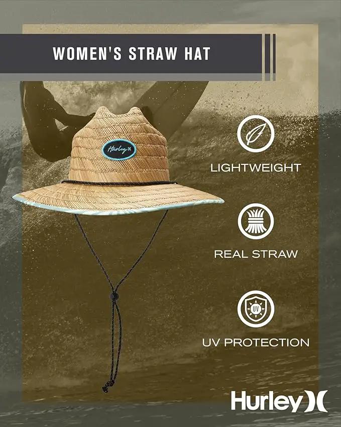 Hurley Women's Straw Hats - Real Straw Hat Medium Brim and Adjustable Chin Strap by GreenHaven Gardens