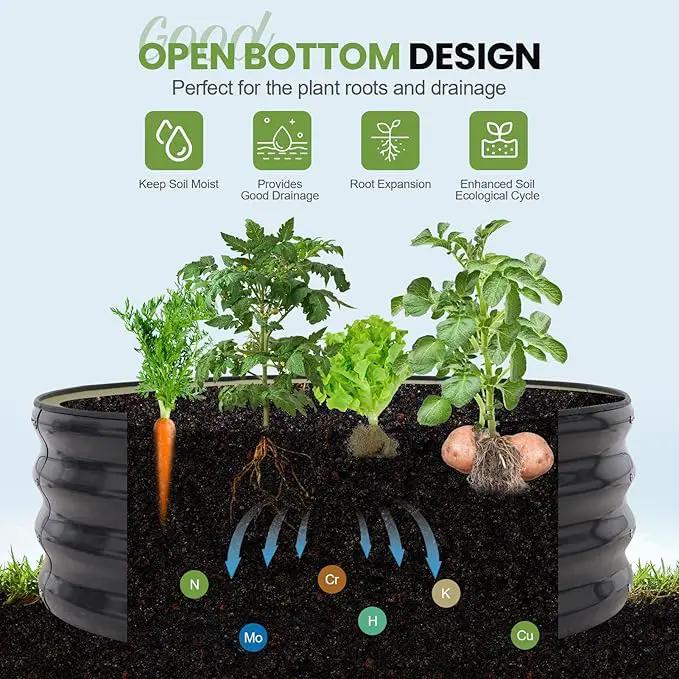 G GOOD GAIN Round Raised Garden Bed - 2Pcs 3x3x1ft Galvanized Steel Planter Boxes Outdoor with Rubber Edge Trim | Metal Raised Beds for Gardening Vegetables Flowers Fruits Herbs (Dark Grey) by GreenHaven Gardens
