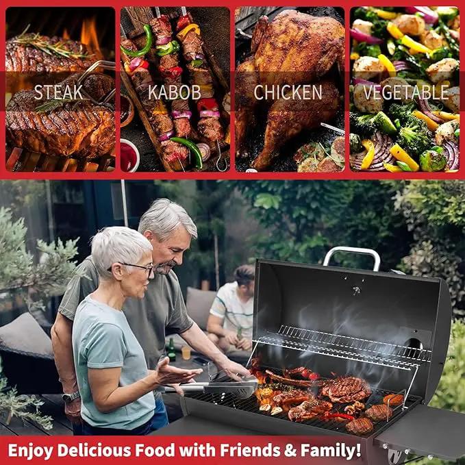 Barrel Charcoal Grill, Large Charcoal Grills with Side Shelf, Outdoor BBQ Grill,Perfect for Backyard Camping, Patio Parties, and Picnics by GreenHaven Gardens