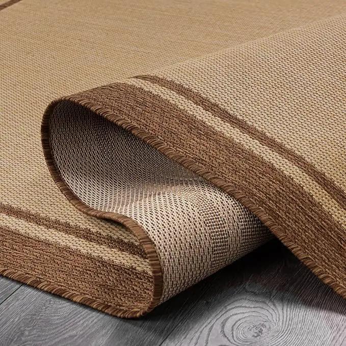 CAMILSON Outdoor Rug 6x9 Bordered Natural Brown Modern Area Rugs for Indoor and Outdoor Patios, Kitchen and Hallway Mats, Washable Porch Deck Outside Carpet (Border Jute, 6 x 9) by GreenHaven Gardens