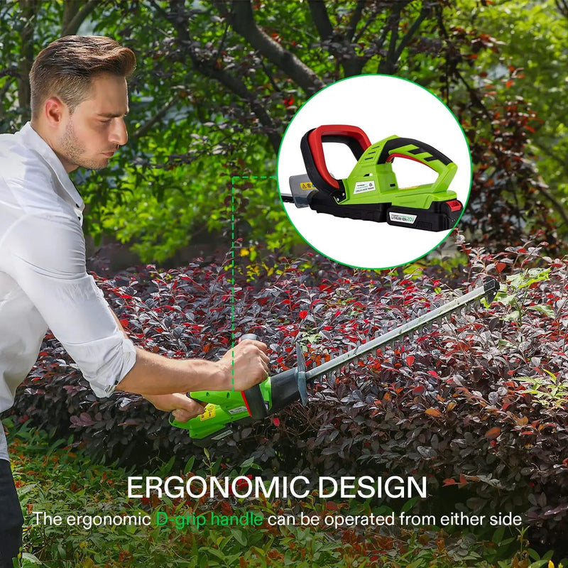 VIVOSUN 20" Cordless Hedge Trimmer, 20V Electric Bush Trimmer, 1400 RPM Shrub Trimmer, Dual-Action Laser Blade, 3/5" Cutting Capacity, Lightweight & Compact Trimmer, Battery and Fast Charger Included by GreenHaven Gardens