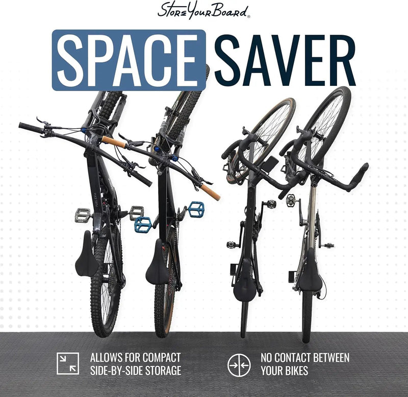 StoreYourBoard SwivelStow Mountain Bike Storage Rack 4 Pack – Heavy Duty Bike Hanger, No-Lift Bike Wall Mount for Garage Bike Storage, MTB and E-Bike, Holds 70 lbs, Patent-Pending by GreenHaven Gardens