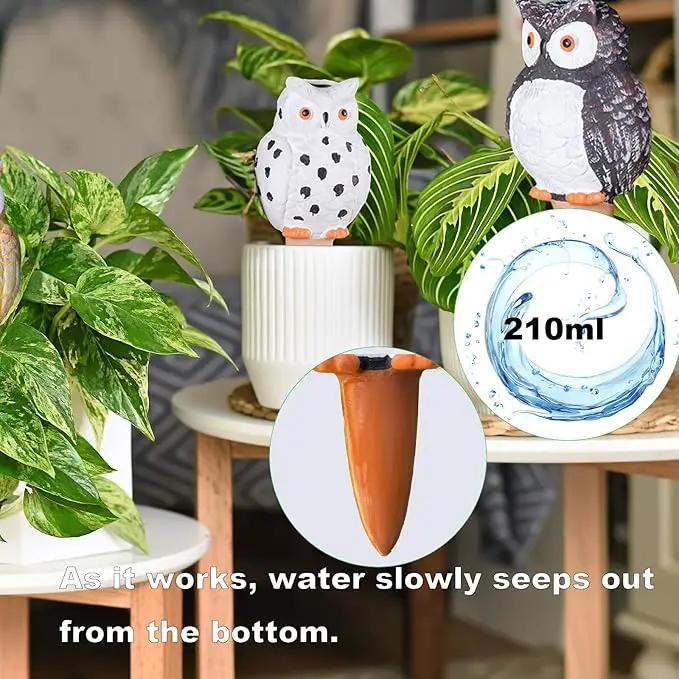 4-Pack Self-Watering Terracotta Spikes for Plants, Automatic Plant Watering Stakes, Keeps Plants Hydrated While You're Away, Ideal for Indoor & Outdoor Use (Owl Design) by GreenHaven Gardens