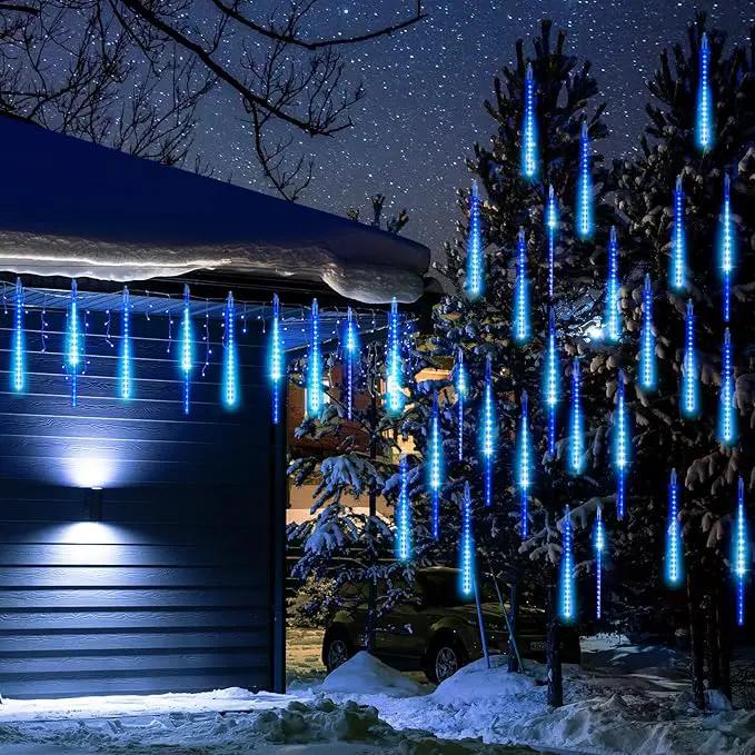 Solar Meteor Shower Lights Outdoor - 576 LED Rain Drop Lights with 16 Tubes, 16 Inches - Solar Powered Christmas Decorations for Tree Bushes Holiday Party Christmas Decor, Blue by GreenHaven Gardens
