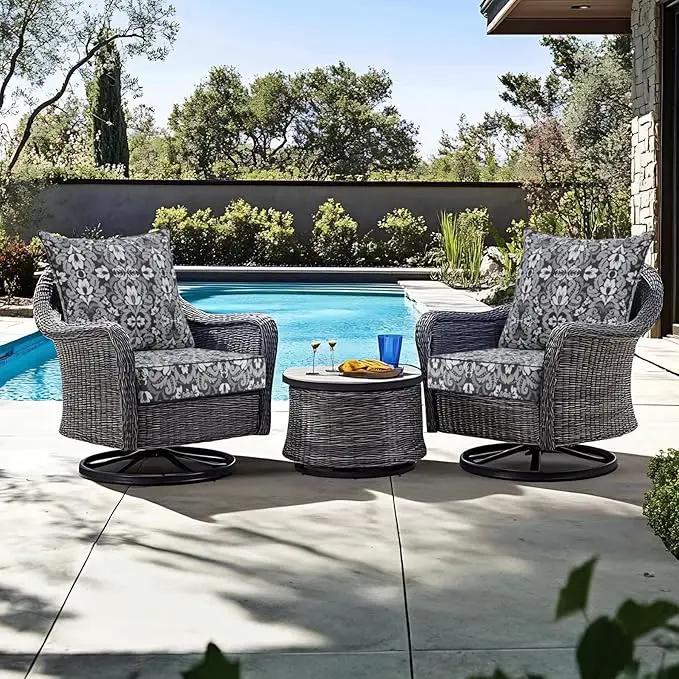 Favoyard Outdoor Seat Cushion 19 x 19 x 3 in Waterproof Pattern Fade Resistant Cover Removable Patio Furniture Cushions Deep Seat & Back Cushion Set with Adjustable Straps for Patio Chair Sofa Couch by GreenHaven Gardens