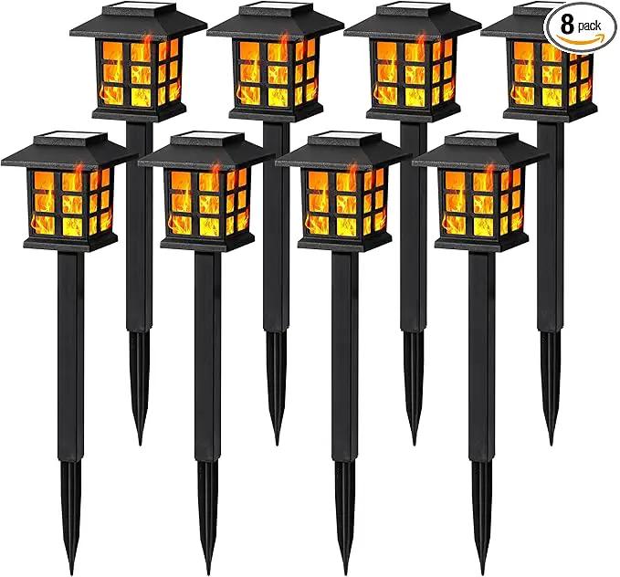 GIGALUMI Solar Lights for Outside,8 Pack Flickering Flame LED Solar Outdoor Lights, Waterproof Solar Garden Lights Maintain 10 Hours of Lighting for Christmas, Garden, Landscape, Path, Yard, Patio by GreenHaven Gardens
